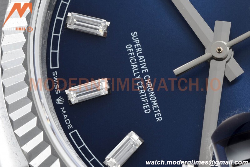Rolex - DayDate 36mm 128239 Flt Pres SS/SS Blue/Dia V5 QF VR3255