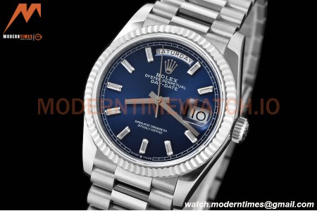 Rolex - DayDate 36mm 128239 Flt Pres SS/SS Blue/Dia V5 QF VR3255