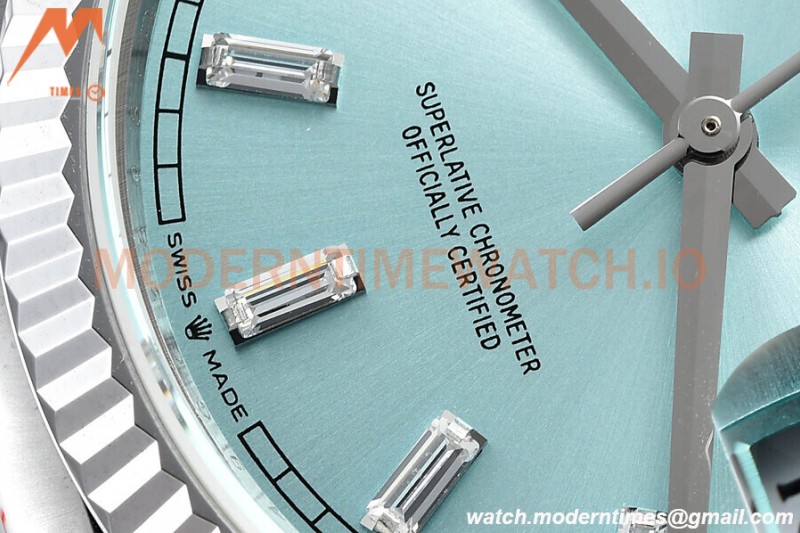 Rolex - DayDate 36mm 128236 Flt Pres SS/SS I-Blue/Dia V5 QF VR3255