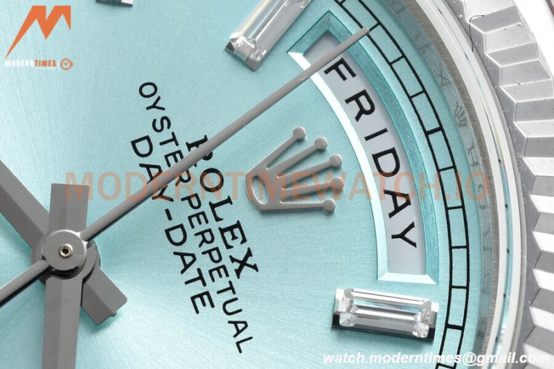 Rolex - DayDate 36mm 128236 Flt Pres SS/SS I-Blue/Dia V5 QF VR3255
