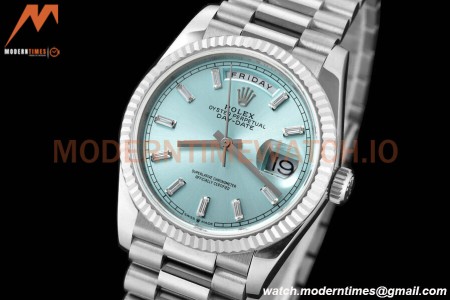 Rolex - DayDate 36mm 128236 Flt Pres SS/SS I-Blue/Dia V5 QF VR3255