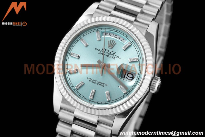 Rolex - DayDate 36mm 128236 Flt Pres SS/SS I-Blue/Dia V5 QF VR3255