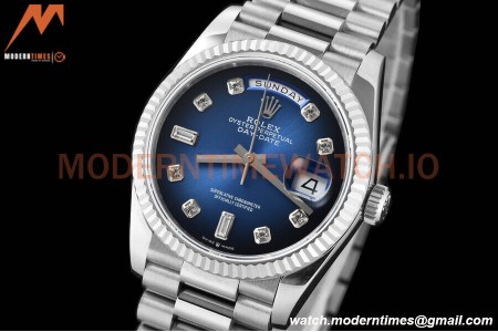Rolex - DayDate 36mm 128239 Flt Pres SS/SS G-Blue/Dia V5 QF VR3255