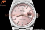 Rolex - DayDate 36mm 128239 Flt Pres SS/SS Pink/Dia V5 QF VR3255