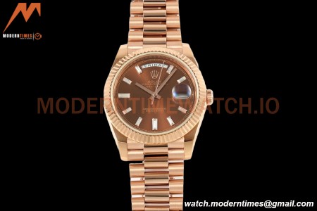 Rolex - DayDate 228235 Gain Weight 40mm Flt Pres RG/RG Brown/Dia KF VR3255