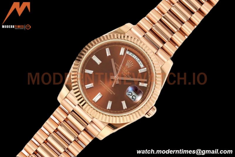 Rolex - DayDate 228235 Gain Weight 40mm Flt Pres RG/RG Brown/Dia KF VR3255