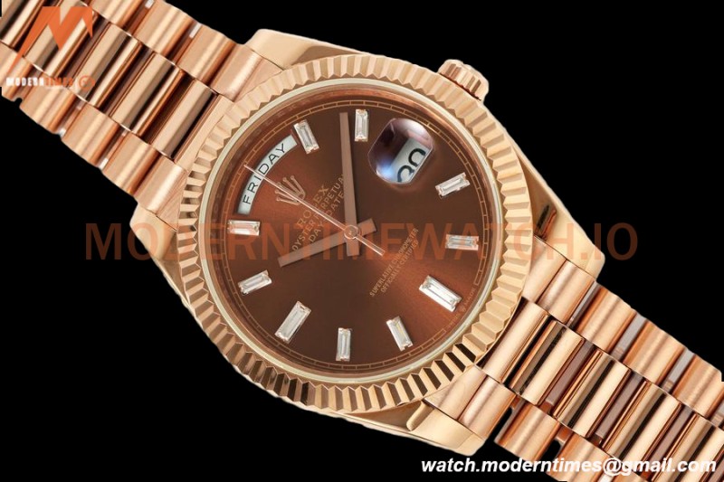 Rolex - DayDate 228235 Gain Weight 40mm Flt Pres RG/RG Brown/Dia KF VR3255