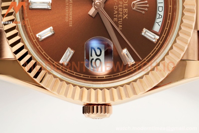 Rolex - DayDate 228235 Gain Weight 40mm Flt Pres RG/RG Brown/Dia KF VR3255