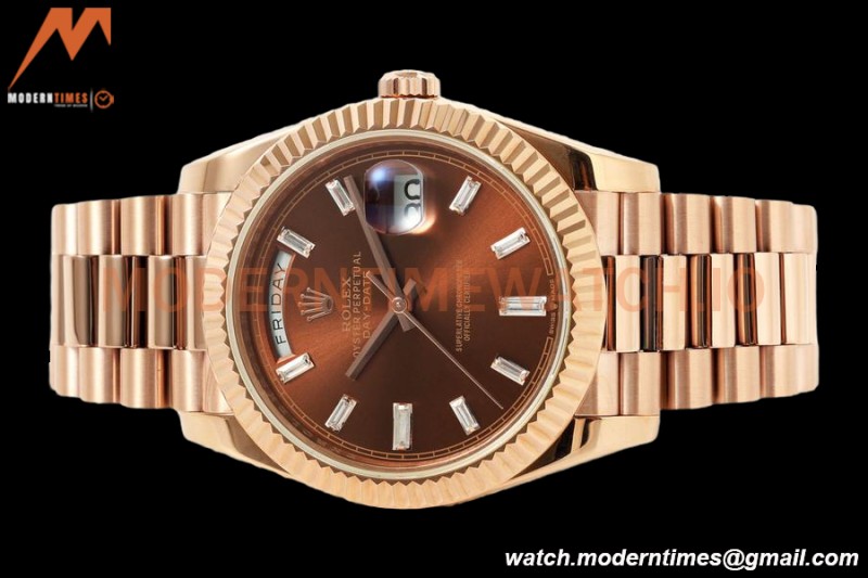 Rolex - DayDate 228235 Gain Weight 40mm Flt Pres RG/RG Brown/Dia KF VR3255