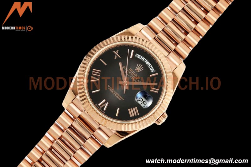 Rolex - DayDate 228235 Gain Weight 40mm Flt Pres RG/RG Black/Rmn KF VR3255
