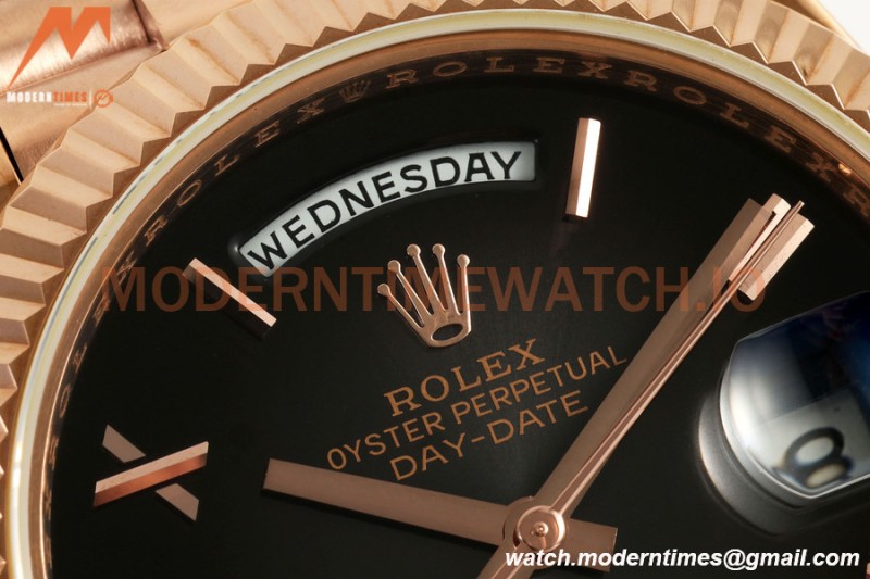 Rolex - DayDate 228235 Gain Weight 40mm Flt Pres RG/RG Black/Rmn KF VR3255