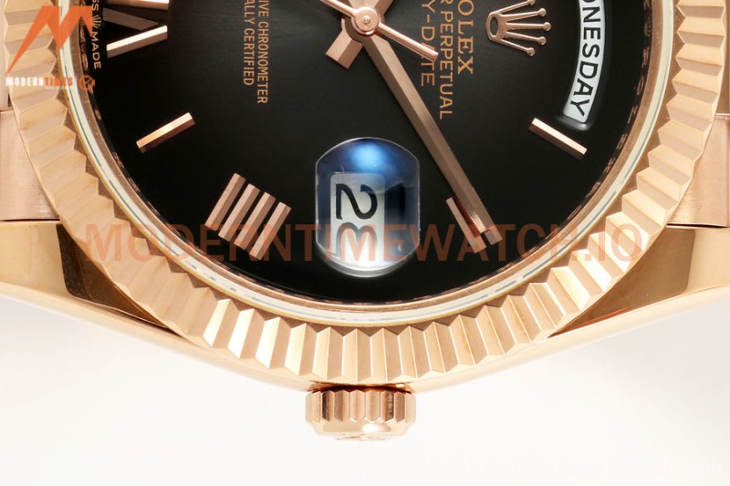 Rolex - DayDate 228235 Gain Weight 40mm Flt Pres RG/RG Black/Rmn KF VR3255