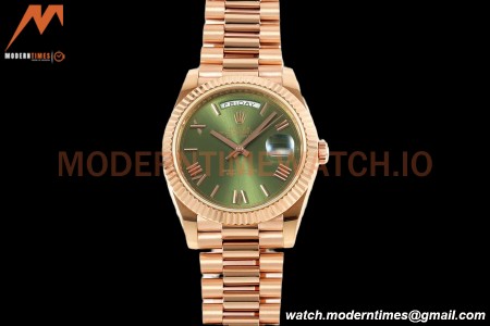 Rolex - DayDate 228235 Gain Weight 40mm Flt Pres RG/RG Green/Rmn KF VR3255