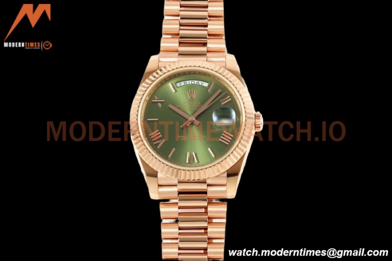 Rolex - DayDate 228235 Gain Weight 40mm Flt Pres RG/RG Green/Rmn KF VR3255