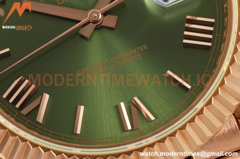 Rolex - DayDate 228235 Gain Weight 40mm Flt Pres RG/RG Green/Rmn KF VR3255