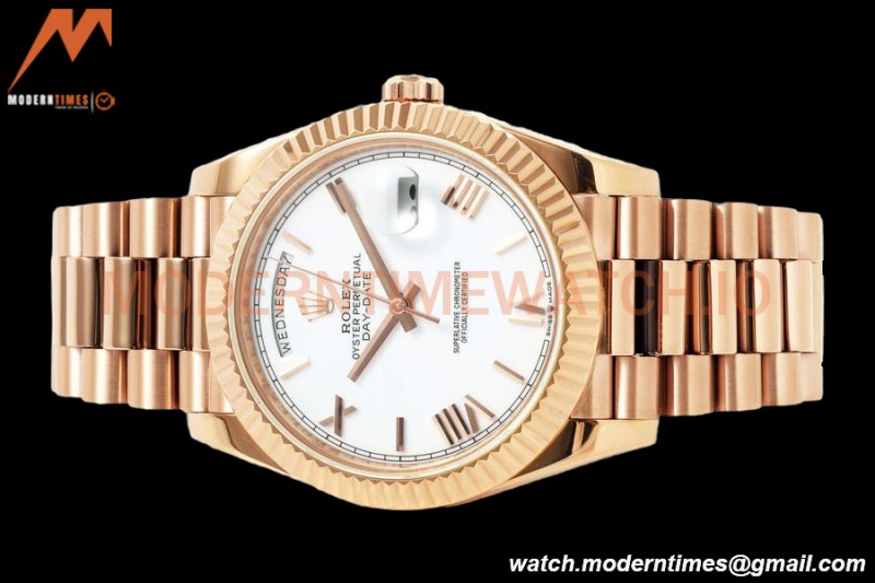 Rolex - DayDate 228235 Gain Weight 40mm Flt Pres RG/RG Wht/Rmn KF VR3255