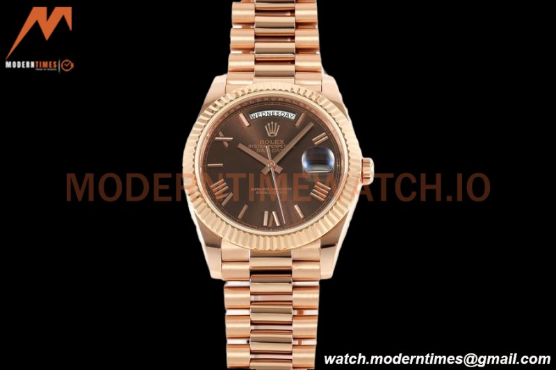 Rolex - DayDate 228235 Gain Weight 40mm Flt Pres RG/RG Brn/Rmn KF VR3255