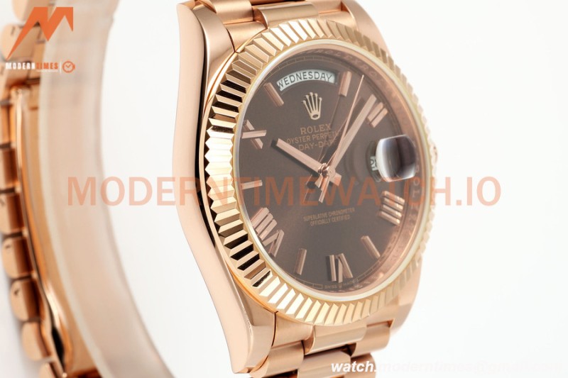Rolex - DayDate 228235 Gain Weight 40mm Flt Pres RG/RG Brn/Rmn KF VR3255