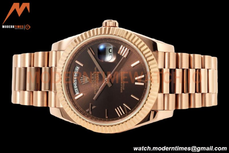 Rolex - DayDate 228235 Gain Weight 40mm Flt Pres RG/RG Brn/Rmn KF VR3255