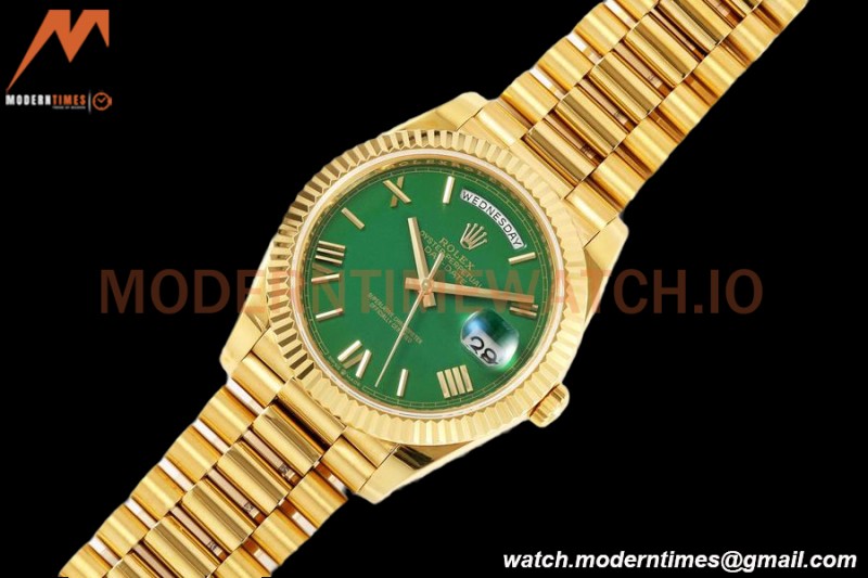 Rolex - DayDate 228238 Gain Weight 40mm Flt Pres YG/YG Green/Rmn KF VR3255