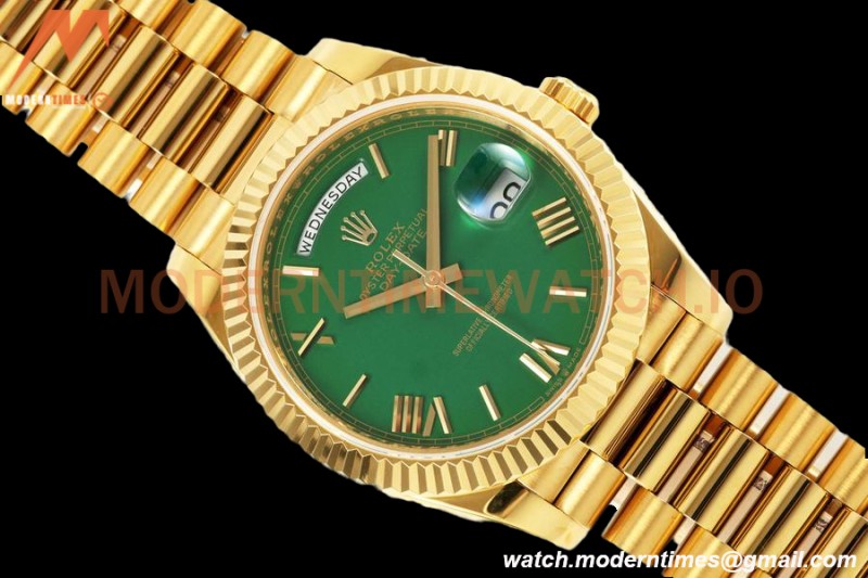 Rolex - DayDate 228238 Gain Weight 40mm Flt Pres YG/YG Green/Rmn KF VR3255