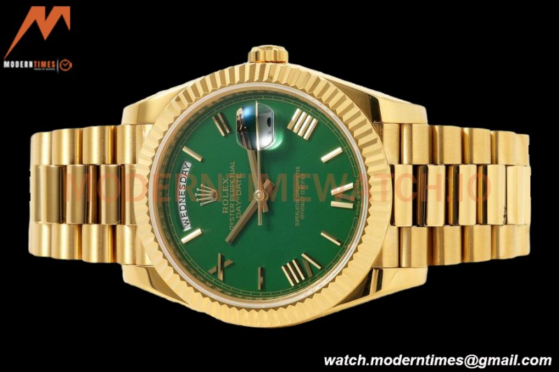 Rolex - DayDate 228238 Gain Weight 40mm Flt Pres YG/YG Green/Rmn KF VR3255