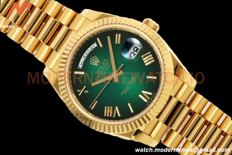 Rolex - DayDate 228238 Gain Weight 40mm Flt Pres YG/YG Grn Ombre/Rmn KF VR3255
