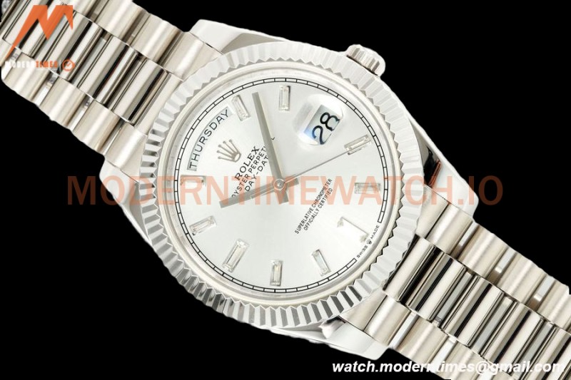 Rolex - DayDate 228239 Gain Weight 40mm Flt Pres SS/SS Silv/Dia KF VR3255
