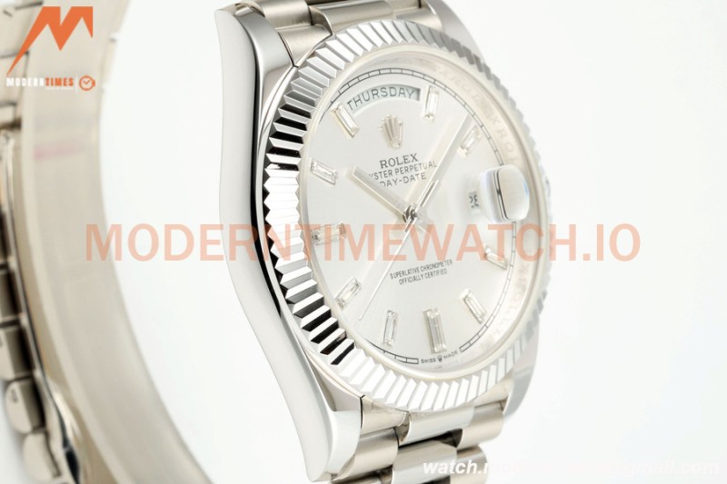 Rolex - DayDate 228239 Gain Weight 40mm Flt Pres SS/SS Silv/Dia KF VR3255