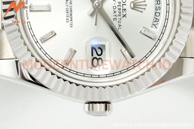 Rolex - DayDate 228239 Gain Weight 40mm Flt Pres SS/SS Silv/Dia KF VR3255