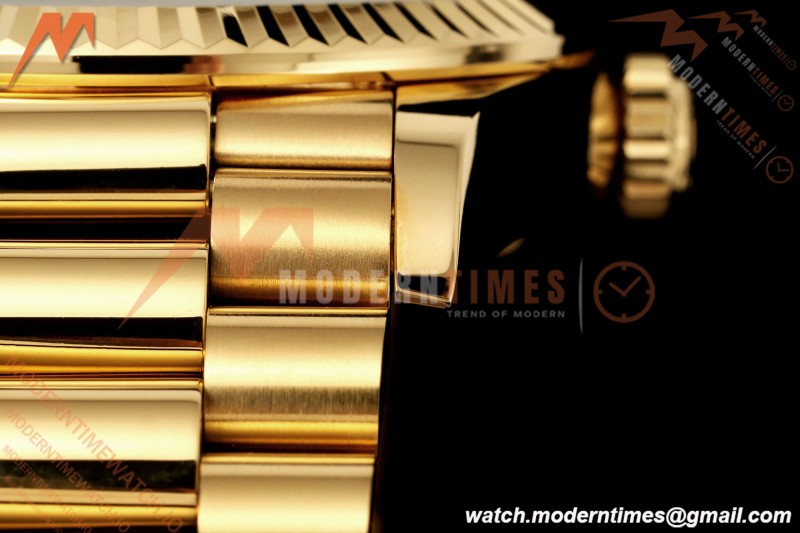 Rolex - DayDate 128238 Gain Weight 36mm Flt Pres YG/YG Grn/Dia KF A2836 | 롤렉스 - 데이데이트 128238 게인 웨이트 36mm 플랫 프레스 YG/YG 그린/다이아 KF A2836