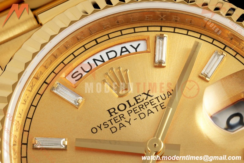 Rolex - DayDate 128238 Gain Weight 36mm Flt Pres YG/YG Gold/Dia KF A2836