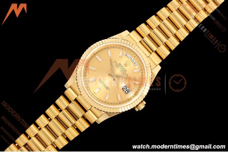 Rolex - DayDate 128238 Gain Weight 36mm Flt Pres YG/YG Gold/Dia KF A2836