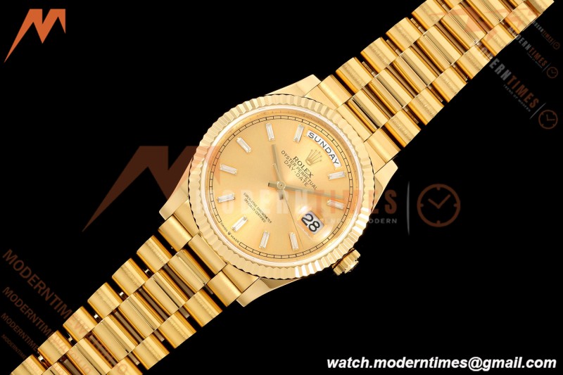 Rolex - DayDate 128238 Gain Weight 36mm Flt Pres YG/YG Gold/Dia KF A2836