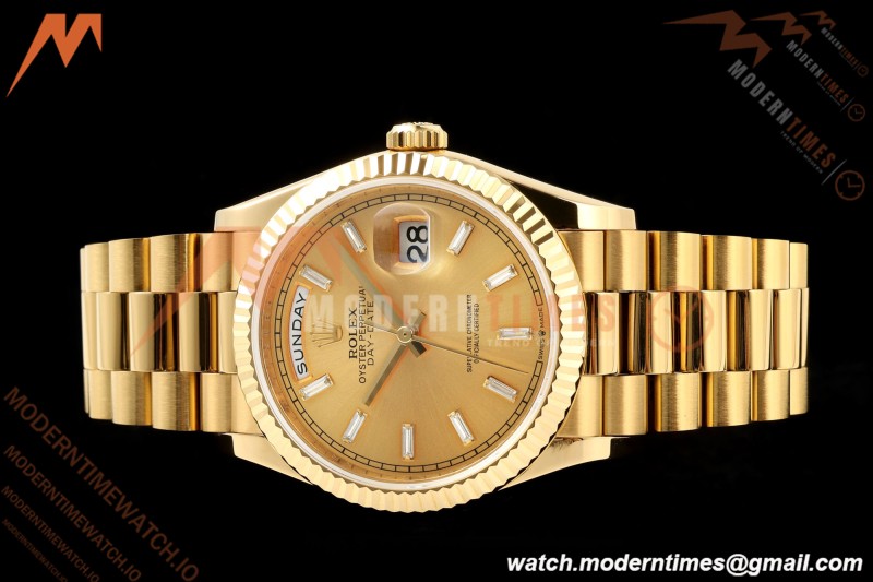 Rolex - DayDate 128238 Gain Weight 36mm Flt Pres YG/YG Gold/Dia KF A2836