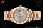 Rolex - DayDate 128235 Gain Weight 36mm Flt Pres RG/RG Silv/Dia KF A2836