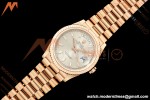 Rolex - DayDate 128235 Gain Weight 36mm Flt Pres RG/RG Silv/Dia KF A2836