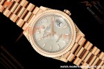 Rolex - DayDate 128235 Gain Weight 36mm Flt Pres RG/RG Silv/Dia KF A2836