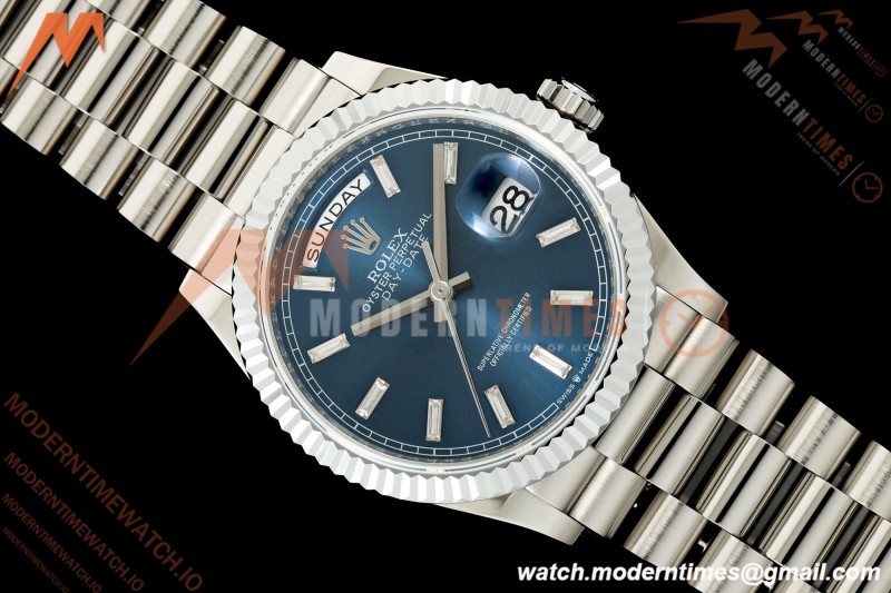 Rolex - DayDate 128239 Gain Weight 36mm Flt Pres SS/SS Blu/Dia KF A2836