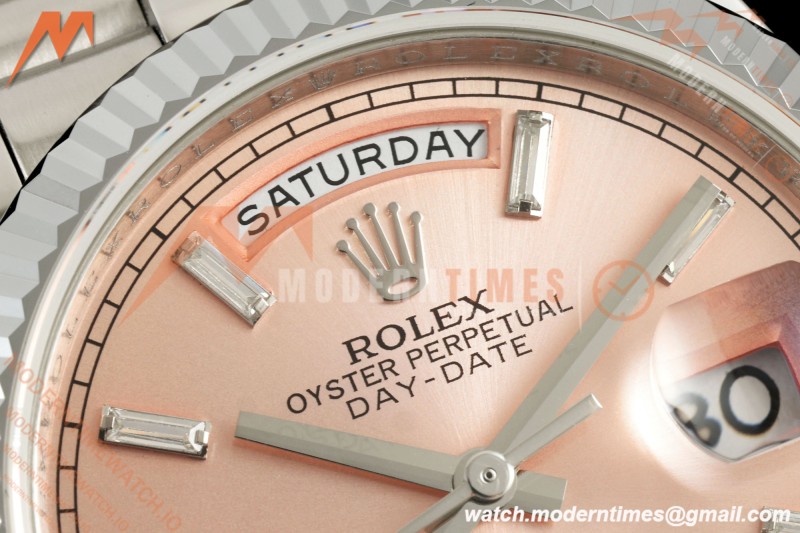 Rolex - DayDate 128239 Gain Weight 36mm Flt Pres SS/SS Pink/Dia KF A2836