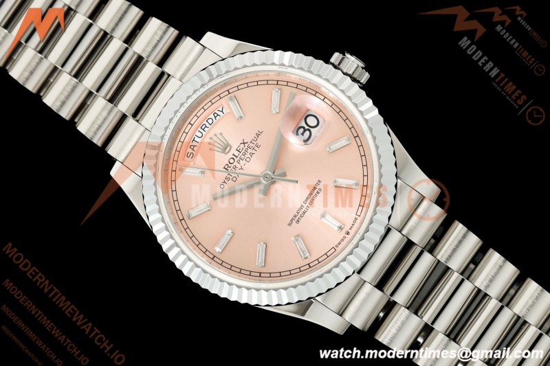 Rolex - DayDate 128239 Gain Weight 36mm Flt Pres SS/SS Pink/Dia KF A2836