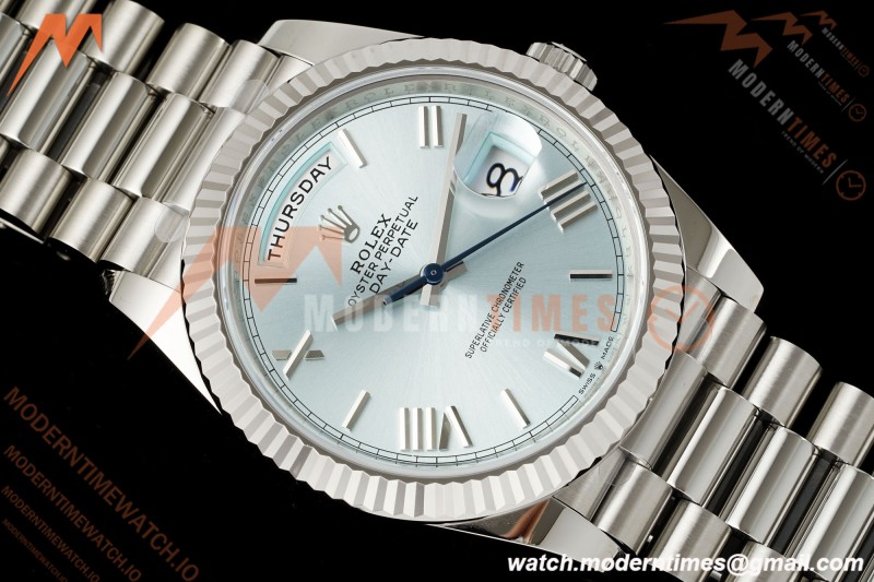 Rolex - DayDate 228236 Gain Weight 40mm Flt Pres SS/SS Ice Blue/Rmn VSF DD3255