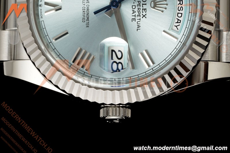 Rolex - DayDate 228236 Gain Weight 40mm Flt Pres SS/SS Ice Blue/Rmn VSF DD3255