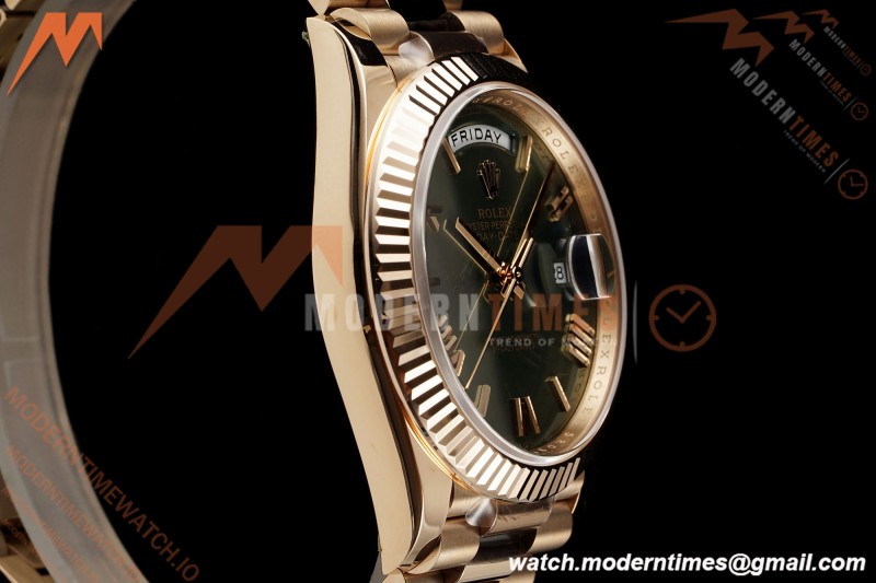 Rolex - DayDate 228235 Gain Weight 40mm Flt Pres RG/RG Green/Rmn VSF DD3255