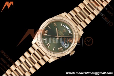 Rolex - DayDate 228235 Gain Weight 40mm Flt Pres RG/RG Green/Rmn VSF DD3255