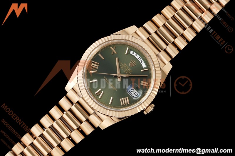 Rolex - DayDate 228235 Gain Weight 40mm Flt Pres RG/RG Green/Rmn VSF DD3255