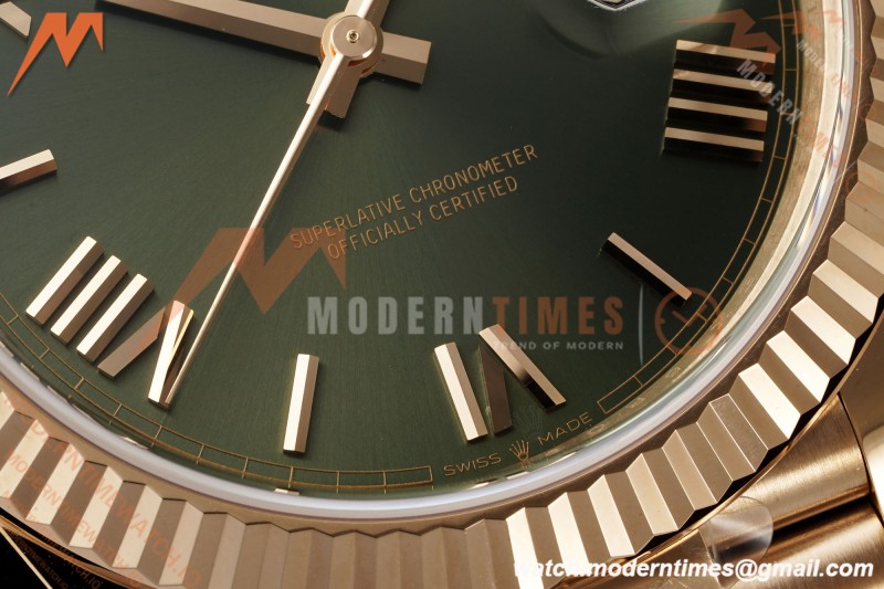 Rolex - DayDate 228235 Gain Weight 40mm Flt Pres RG/RG Green/Rmn VSF DD3255