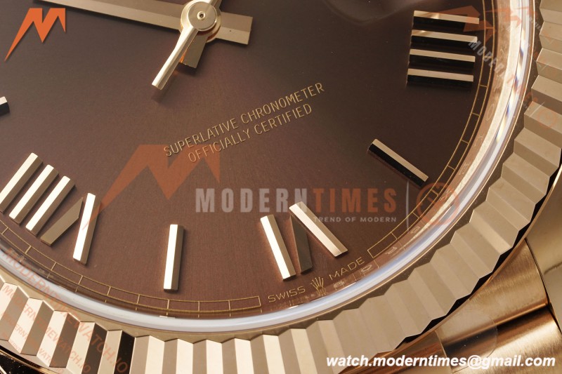 Rolex - DayDate 228235 Gain Weight 40mm Flt Pres RG/RG Brn/Rmn VSF DD3255 | 롤렉스 - 데이데이트 228235 Gain Weight 40mm 플루티드 프레지던트 로즈 골드/로즈 골드 브라운/로마 숫자 VSF DD3255