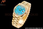 Rolex - DayDate 36mm 128238 Flt Pres YG/YG Turquoise Blue/Dia RAF A2836