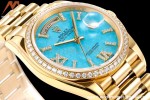 Rolex - DayDate 36mm 128238 Flt Pres YG/YG Turquoise Blue/Dia RAF A2836
